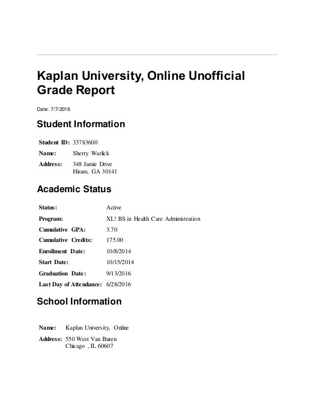 Kaplan University Edu Login >> Kaplan University Unofficial Grade Report Kaplan University Edu Login >> Kaplan University Unofficial Grade Report