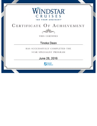 Star Specialist Program Certificate
