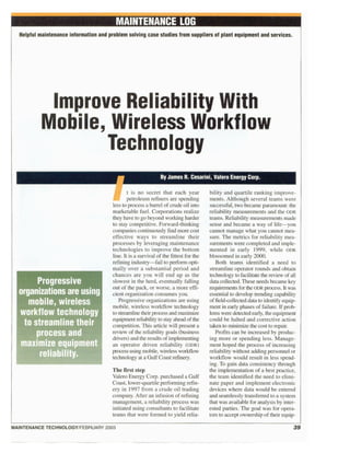 Maintenance Technology Wireless Workflow