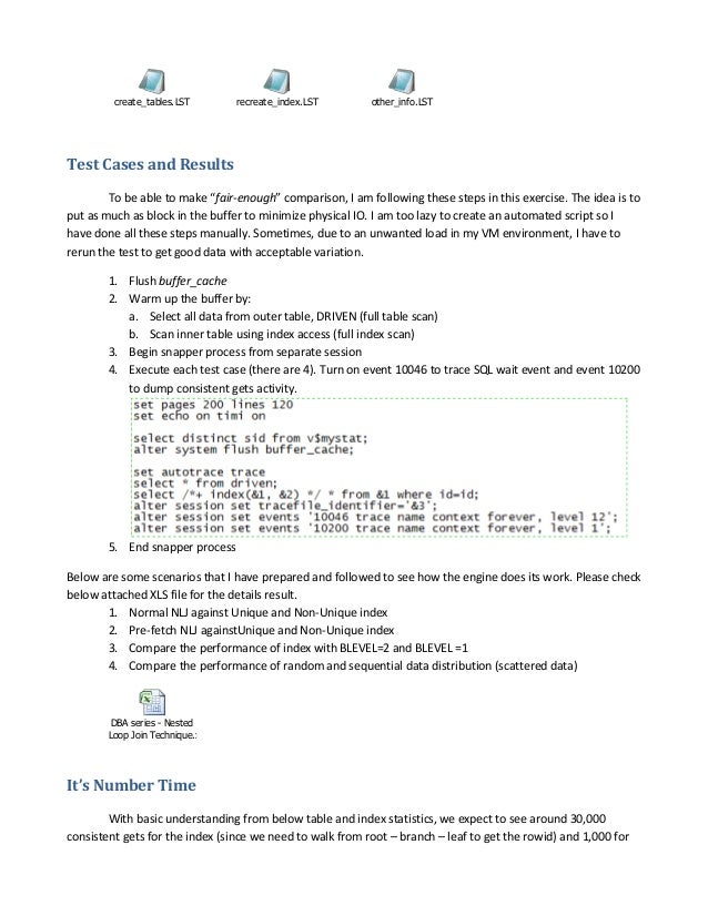 Nested loop join technique
