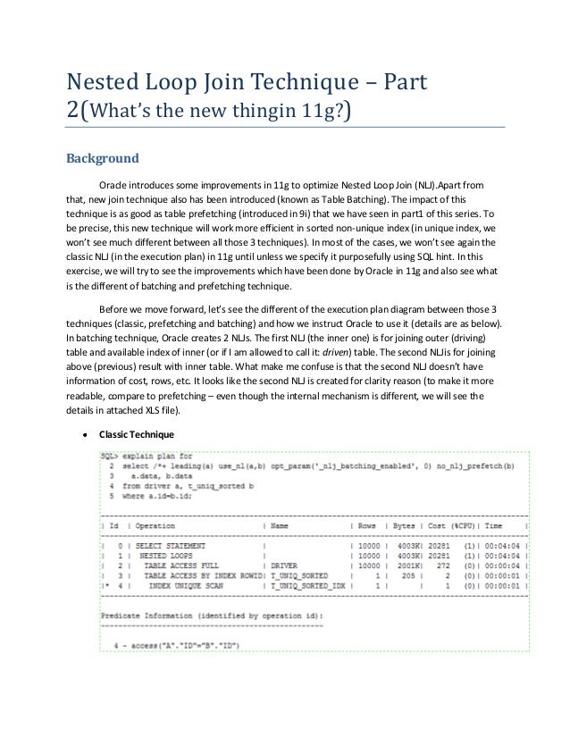 Nested loop join technique part2