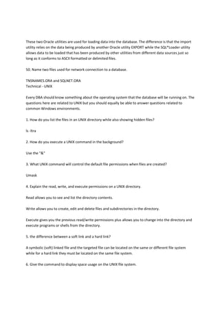 DBA 3 year Interview Questions | PDF