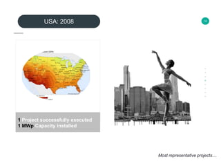 19
1 Project successfully executed
1 MWp Capacity installed
+
USA: 2008
Most representative projects…
 