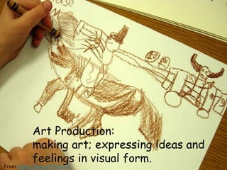 Art Production:
making art; expressing ideas and
feelings in visual form.
From https://goo.gl/BzQwQC
 