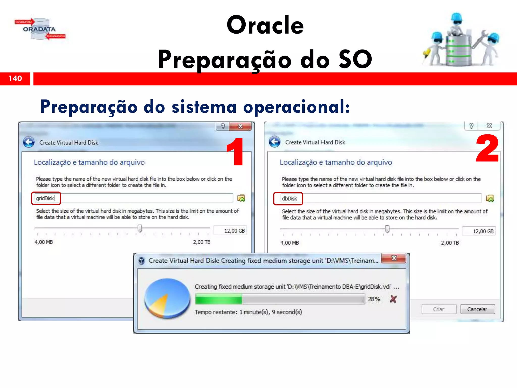 Oracle
Preparação do SO140
Preparação do sistema operacional:
21
 