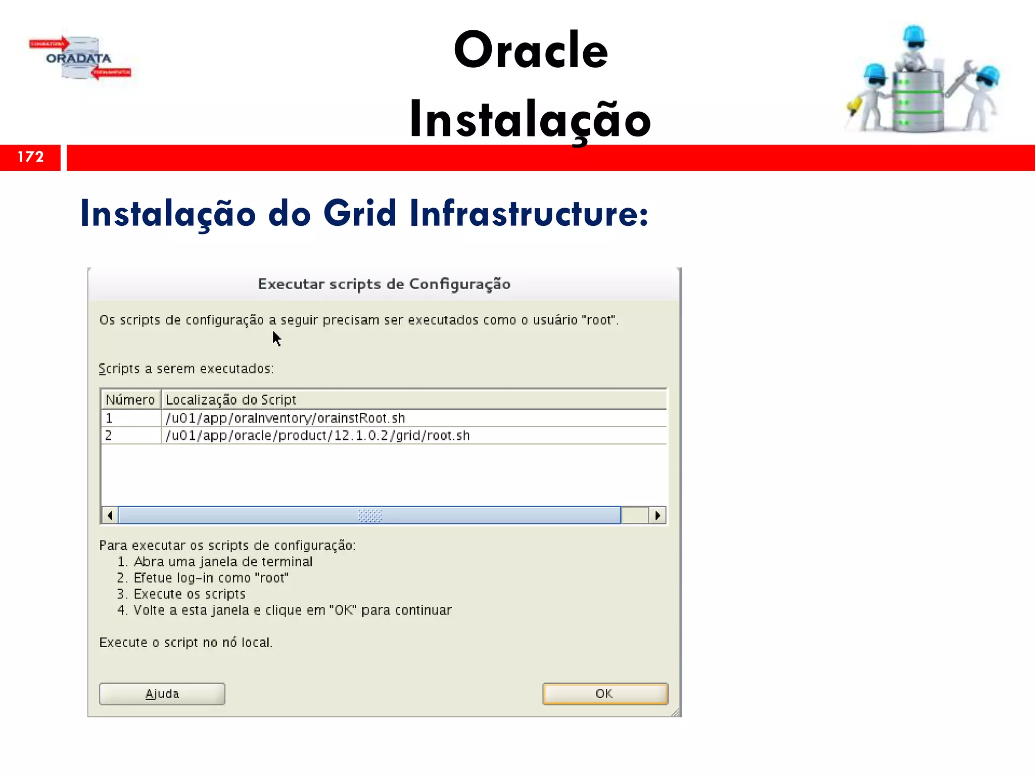 Oracle
Instalação172
Instalação do Grid Infrastructure:
 