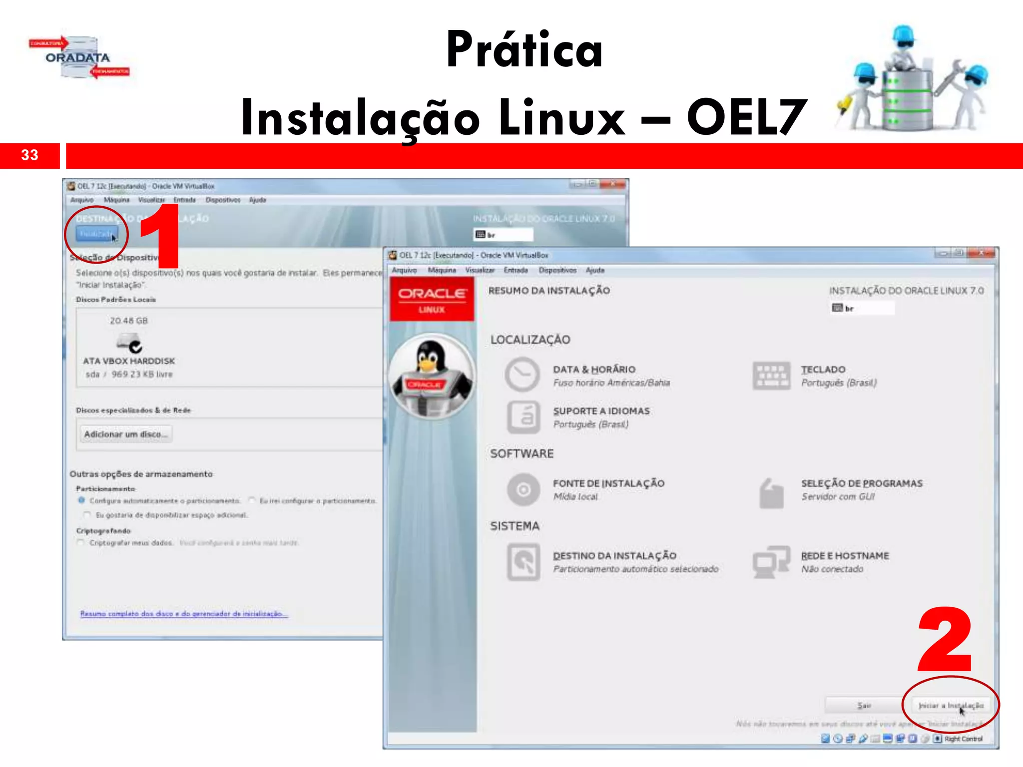 Prática
Instalação Linux – OEL733
1
2
 