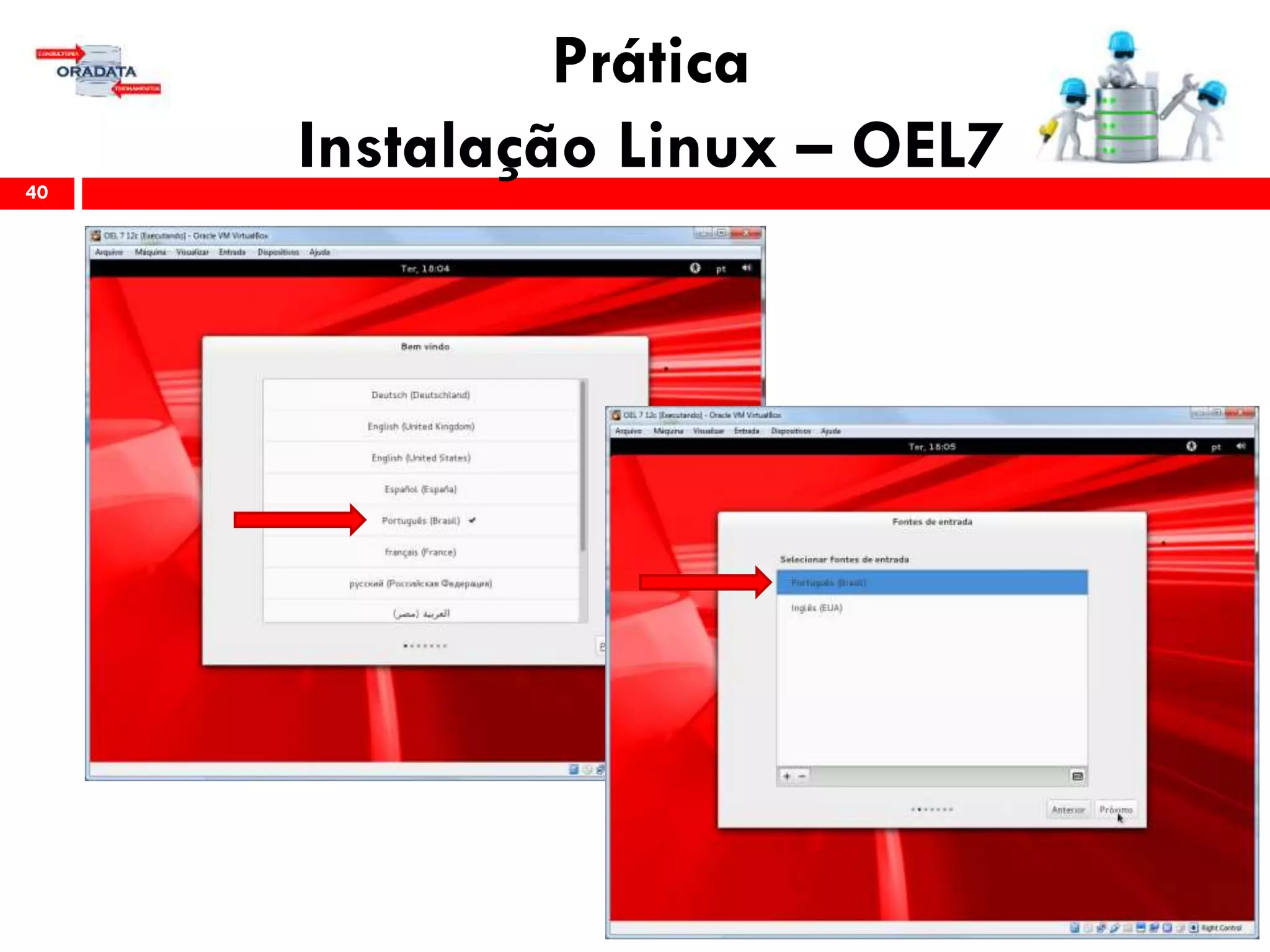 Prática
Instalação Linux – OEL740
 