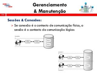 Gerenciamento
& Manutenção218
Sessões & Conexões:
 Se conexão é o contexto de comunicação físico, a
sessão é o contexto da comunicação lógico:
 