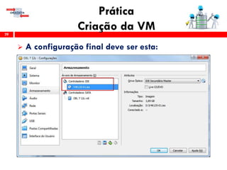 Prática
Criação da VM29
 A configuração final deve ser esta:
 