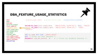 Feature Usage Analysis DBA_FEATURE_USAGE_STATISTICS | PDF