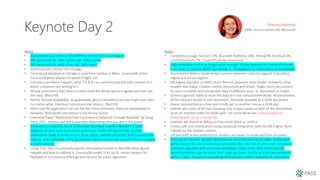 Keynote Day 2
Notes:
• Guaranteed Low Latency: Read/Writes served from local region.
• 99th percentile (R. 1KB) <10ms, (W. 1KB) <15ms.
• 50th percentile (R. 1KB) <2ms, (W. 1KB) <6ms.
• Automatically indexed SSD storage.
• Centralized database in Chicago is read from London in 80ms. CosmosDB 10ms!
CosmosDB beats physics of speed of light. Lol
• Constancy problems happen, what if A & B can communicate but cant connect to C
which customers are writing to C.
• Strong consistency high latency means until the whole quorum agrees you cant see
the data. (Blue Pill)
• NoSQL focuses availability, no guarantees about consistency but you’ll get your data
no matter what. Eventual consistency low latency. (Red Pill)
• Most real-life applications do not fall into these extremes, they are somewhere in
between. Real world consistency is not binary choice.
• Checkout Paper “Replicated Data Consistency Explained Through Baseball” by Doug
Terry 2011. Relates real word examples depending who you are in the game.
• Consistency models in Azure CosmosDB: Bounded-stateless (bound for your
staleness of your data, how many writes your reads will lag behind), Session
(monotonic reads & writes in your local region, perfect consistent data to your local
region), and Consistent prefix (guarantees when updates are applied there’s no gaps
in prefix return).
• Using TLA+ specs to precisely specify consistency models to describe what would
happen and how to address it. CosmosDB credits TLA+ by Dr. Leslie Lamport for
flexibility in consistency offerings and famous for paxos algorithm.
Notes:
• Consistency usage: Session 73%, Bounded Staleness 18%, Strong 4%, Eventual 3%,
Consistent Prefix 2%. Tradeoffs can be monetized.
• High Availability SLA is no longer good enough! A true measure in a service business
is it’s SLAs. 1. Latency @99th percentile. 2. Throughput. 3. Consistency. 4. Availability.
• Azure portal Metrics blade shows runtime telemetry statistics against SLAs within
region and across regions.
• DB engine operates on (ARS) Atom-Record-Sequence data model. Onboards other
models: Key-Value, Column-Family, Document and Graph. Single client can connect
to same container and extrapolate data in different ways. Ie. Document vs Graph.
• Schema agnostic leads to store the data as is not compartmentalized. All parameters
of the data are stored in one document. Humanly readable as a JSON document.
• Query represented as a tree and results yet as another tree as a JSON doc.
• Indexes are union of all trees keeping only unique values to each of the documents.
So its an inverted index for JSON-path. For more detail see: Schema-Agnostic
Indexing with Azure Cosmos DB.
• Updates are stored as deltas so they never block or conflict.
• Create udfs and stored procs using JavaScript integration with the DB Engine. Runs
natively by the hosted runtime.
• Lift and shift across platforms or vendors are easier to cloud and from on-prem.
• Running the Service: Weekly deployments of entire stack world wide. Automated
performance, RG and consistency runs every 4hrs. 16+ hrs of stress test runs daily.
Full stack upgrades with customer workloads. Chaos tests. Bots automatically
identify problems and fix nodes that might go down. Hot fix all invariant violations
within 5 days. Transparently making all important metrics available to customers.
Rimma Nehme
GPM, Azure Cosmos DB, Microsoft
 