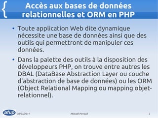 Présentation de DBAL en PHP | PDF