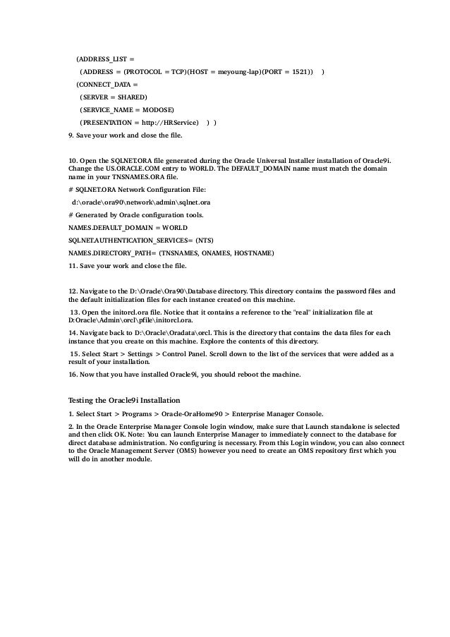 oracl dba lab manual car form lr revised 12 13