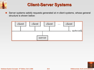 Client-Server SystemsServer systems satisfy requests generated at m client systems, whose general structure is shown below: