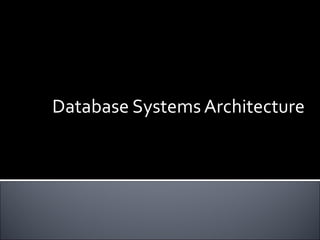 Database Systems Architecture
 