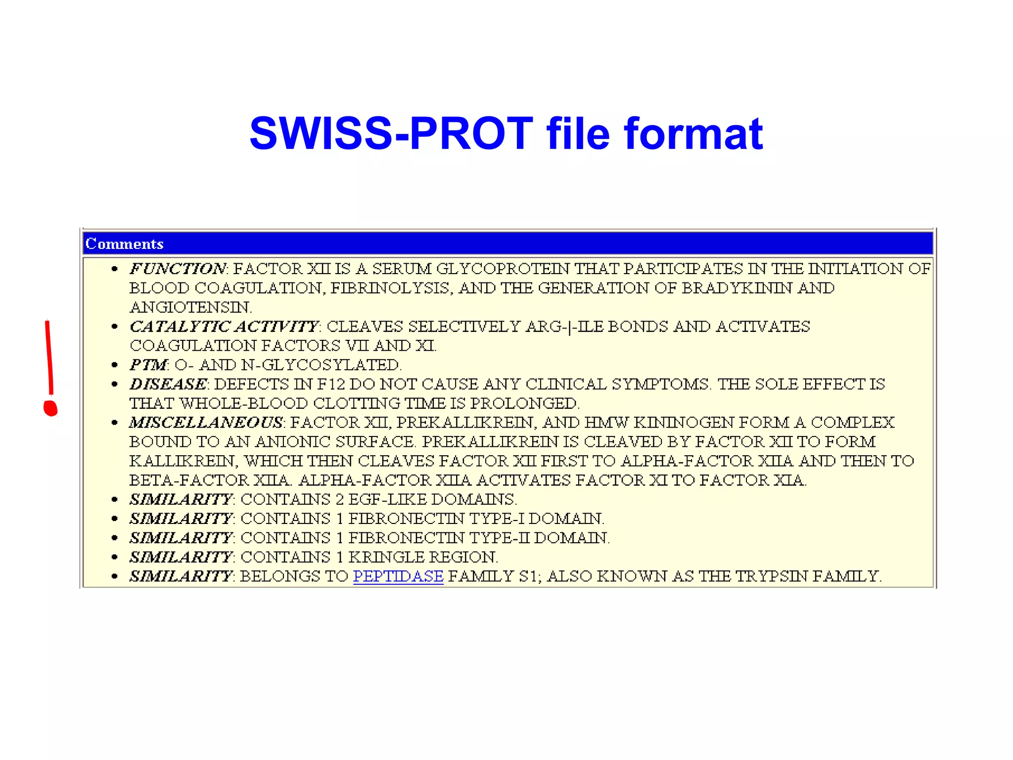 SWISS-PROT file format 
 