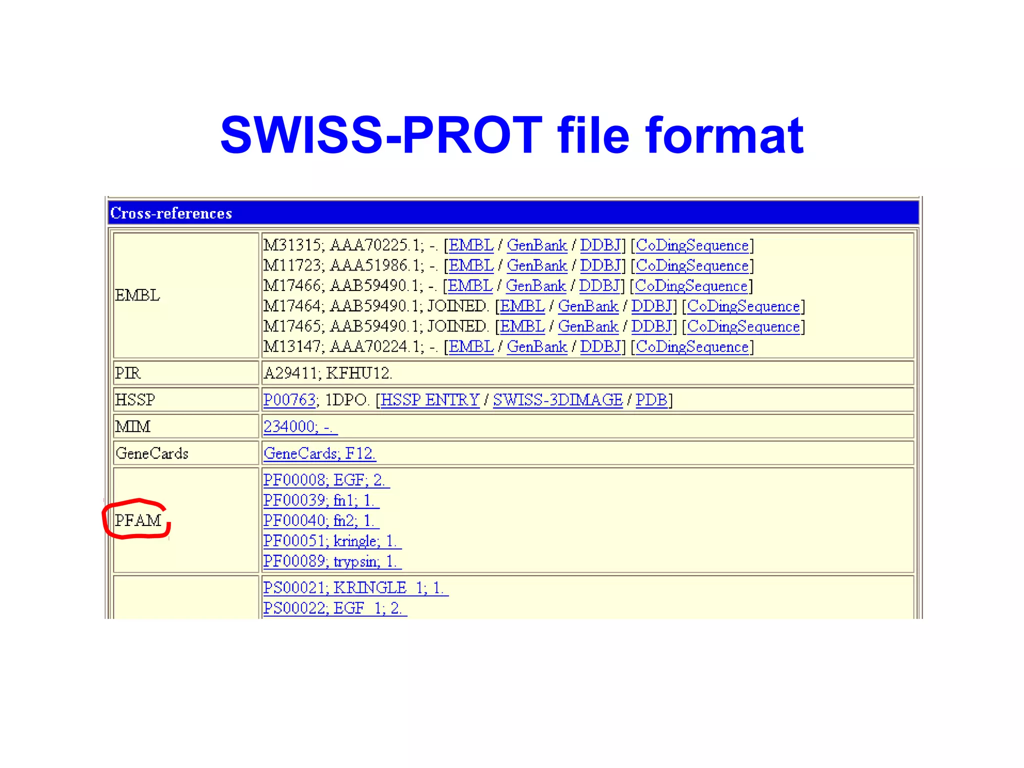 SWISS-PROT file format 
 