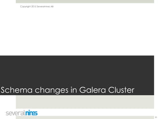 Copyright 2015 Severalnines AB
Schema changes in Galera Cluster
20
 
