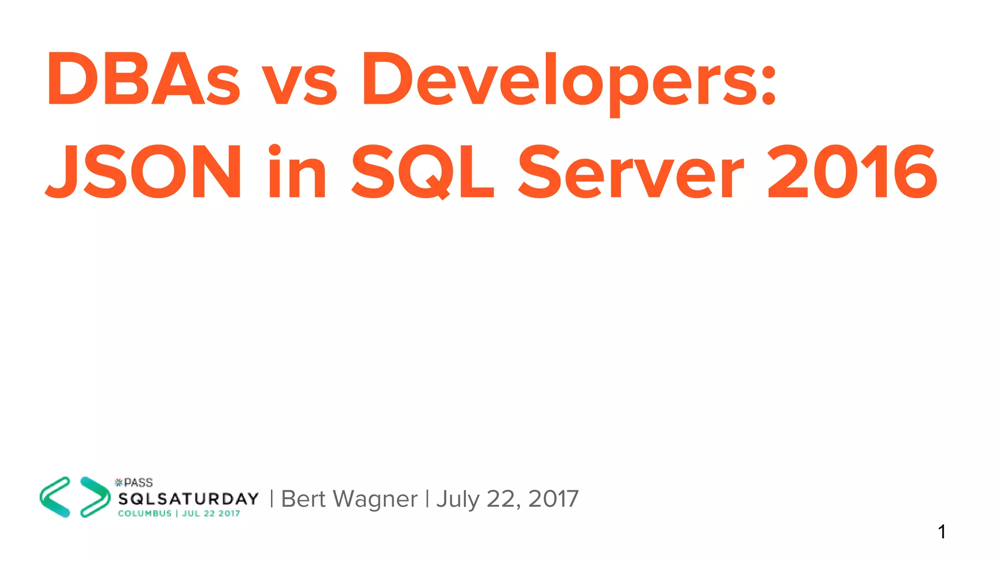 JSON in SQL Server 2016 | PPT