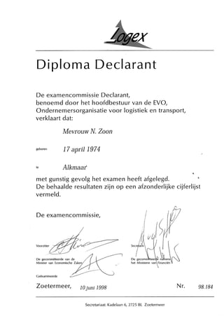 Declarant Diploma