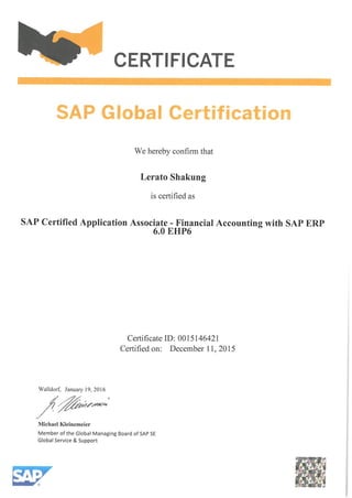 SAP Global certificates