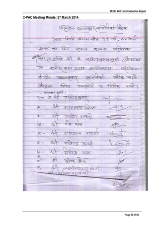 SEED, Mid-Term Evaluation Report
	
   Page 53 of 58
C-PAC Meeting Minute: 27 March 2014
	
  
- ...L--~~~~~~~~-=----=-__:__:_:~,L_~~t+--~~~~~=--=-----~~~
-L---~~---::~~~~~~~~~~tr-~~~-T-~~~v--~~
-~
1---~----:;;;;--~---.~=----==3~--=-=~~~~~~~~==--~~~-
=-......__--=;=----'""'
}
(f
~, ~ eif.,_g • 9Jf ~ ·-~~-~~'<-"-±-~· t91 'i'.M "1,41 =-
-
 