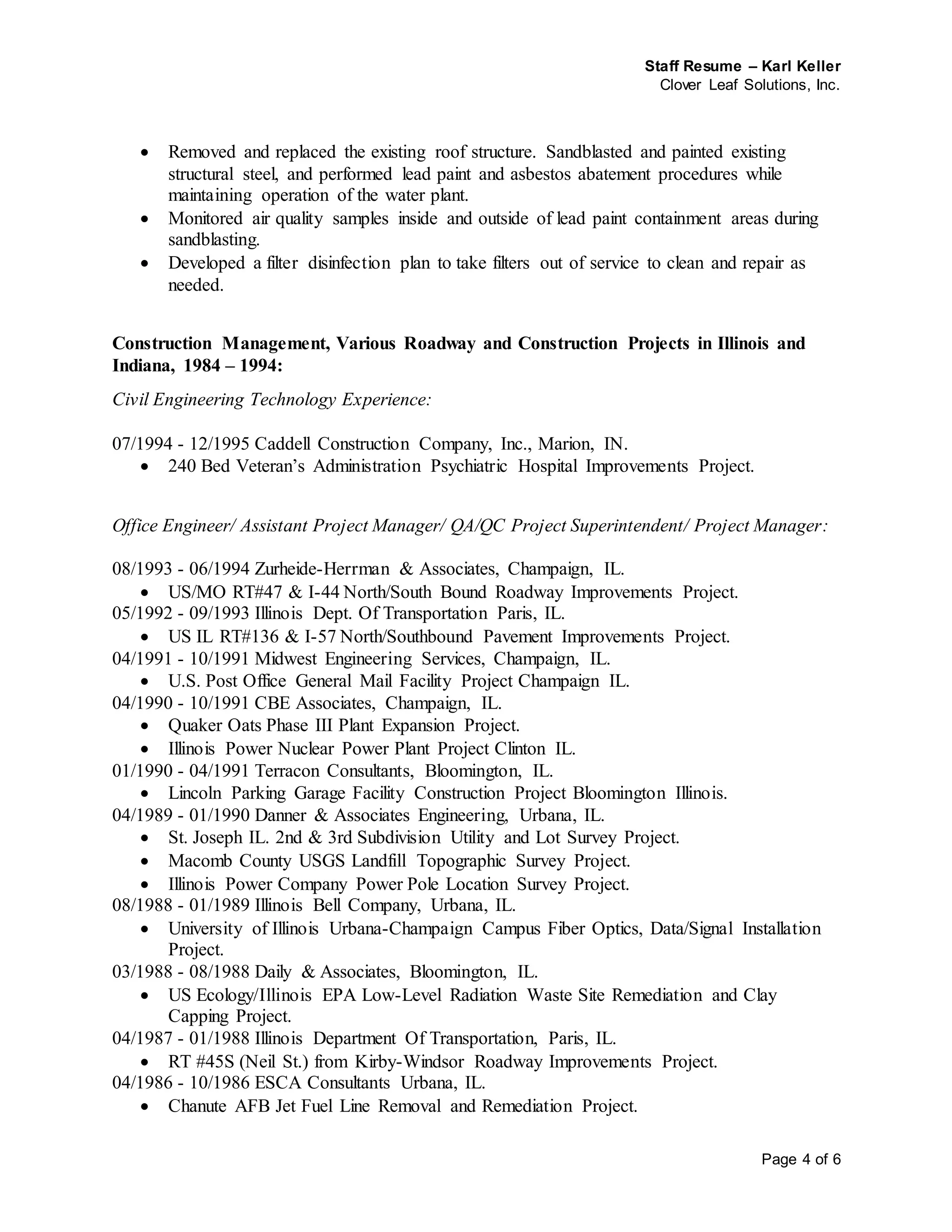 Karl Keller Clover Leaf Resume - Karl Keller Clover Leaf Resume Sept2015 4 2048 