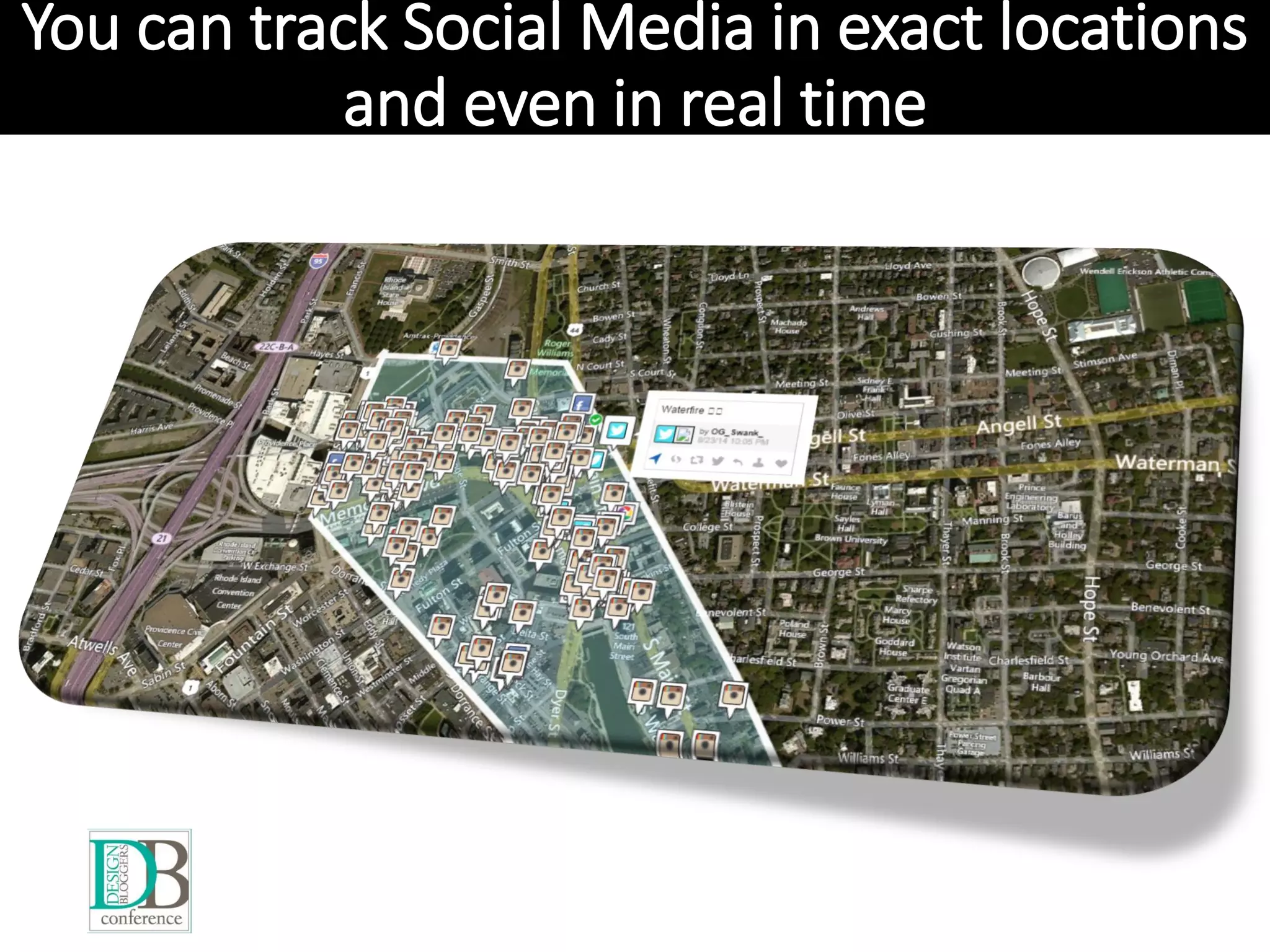 You can track Social Media in exact locations
and even in real time
 
