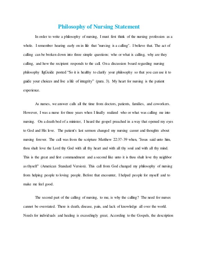 Philosophy Of Nursing