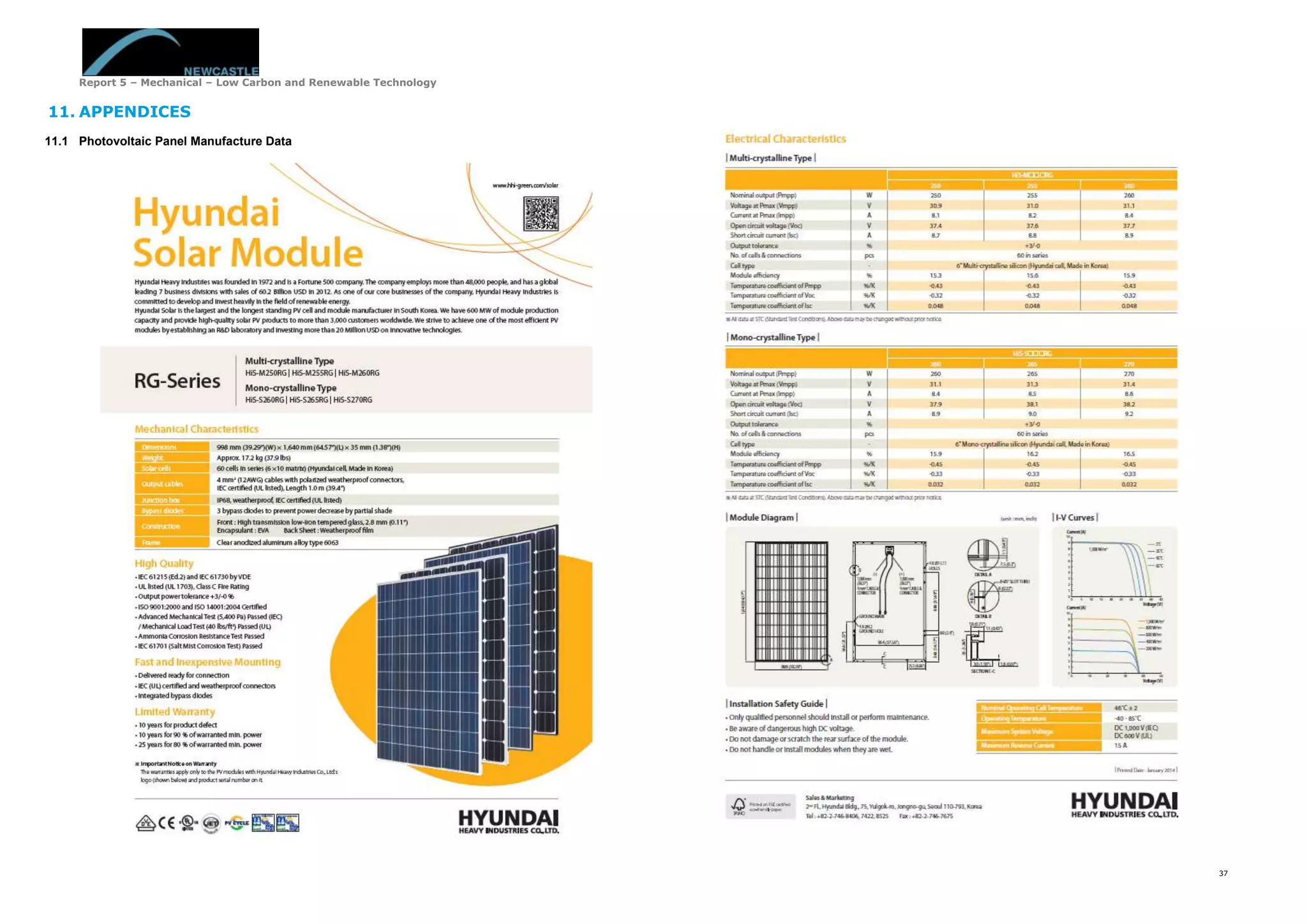 Report 5 – Mechanical – Low Carbon and Renewable Technology
37
11. APPENDICES
11.1 Photovoltaic Panel Manufacture Data
 
