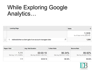 While Exploring Google
Analytics…

7

 