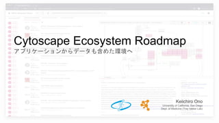 Cytoscape Ecosystem Roadmap
アプリケーションからデータも含めた環境へ
Keiichiro Ono
University of California, San Diego
Dept. of Medicine (Trey Ideker Lab)
 