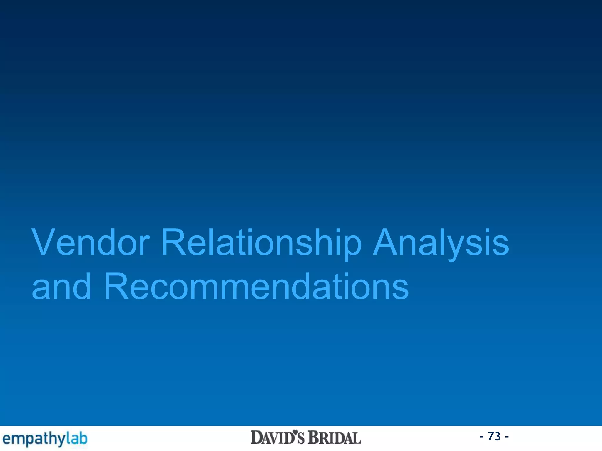 - 73 -
Vendor Relationship Analysis
and Recommendations
 