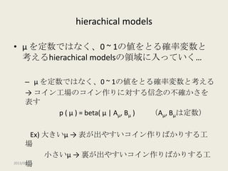 【DBDA勉強会2013】Doing Bayesian Data Analysis Chapter 9: Bernoulli Likelihood with Hierarchical Prior
