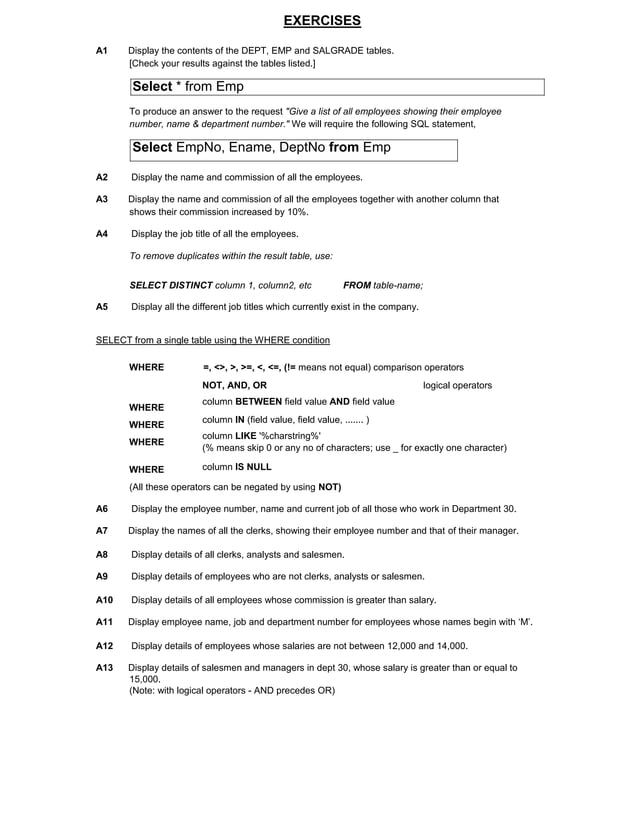 Sql basic queries pdf