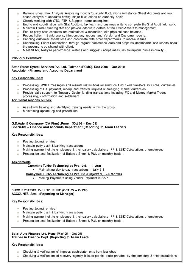 resume reconciliation intercompany Amol Thuse Resume SAP