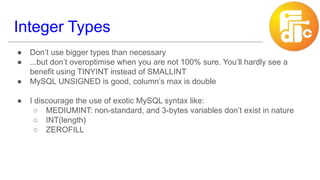Smallint Syntax Database Design most common pitfalls | PDF