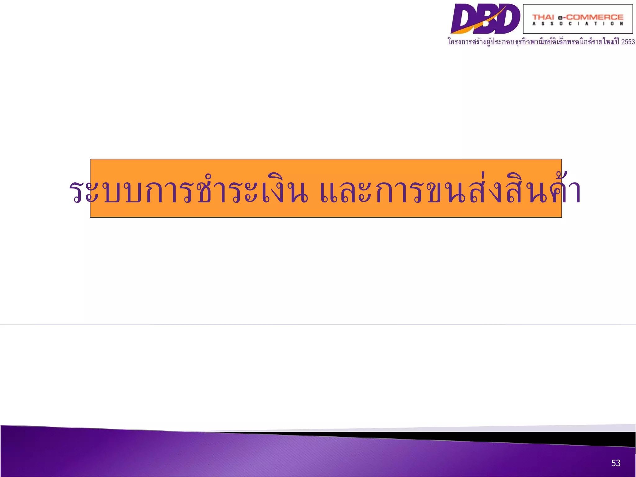 ระบบการชำระเงิน และการขนส่งสินค้า 
