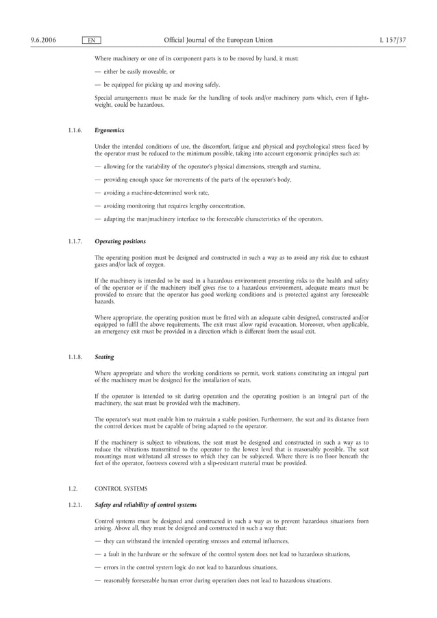 New Machinery Directive 2006 42 EC