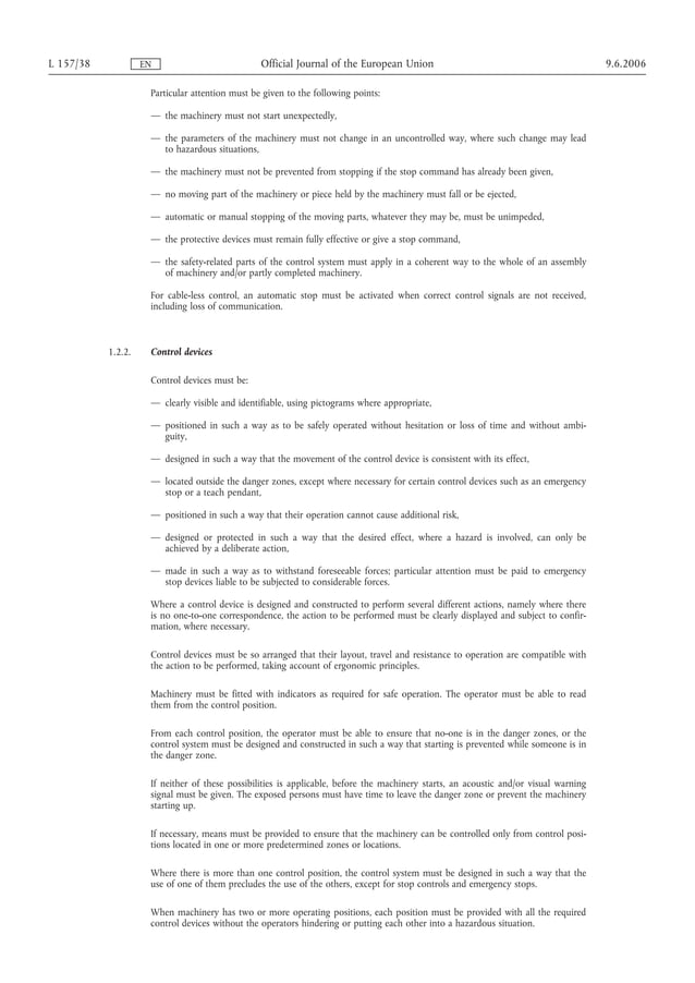 New Machinery Directive 2006 42 EC