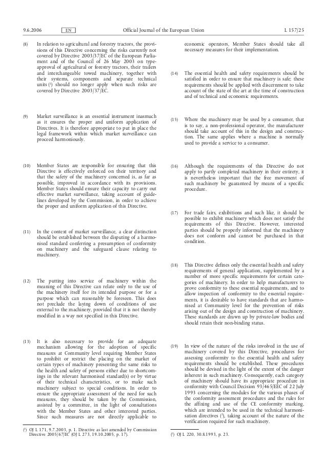 New Machinery Directive 2006 42 EC