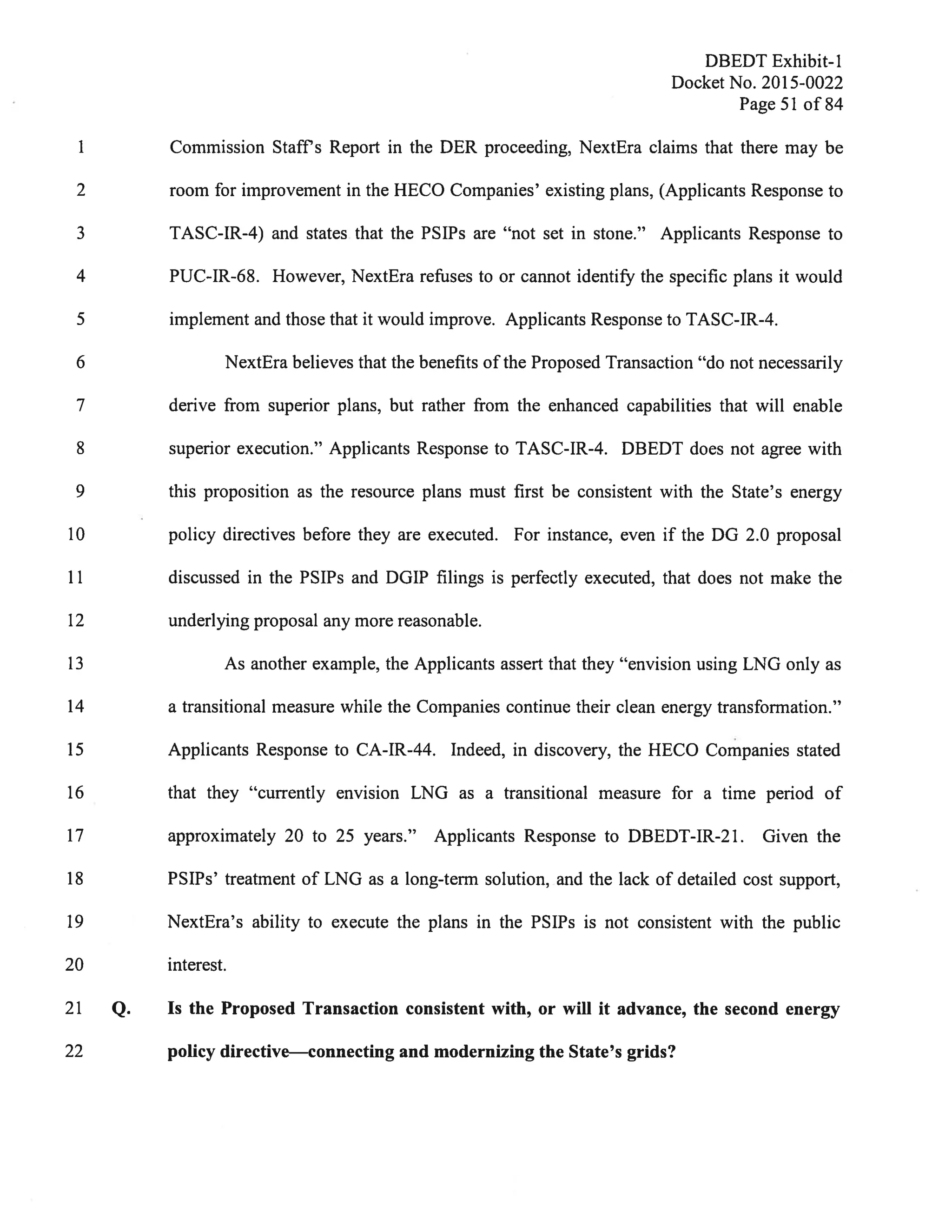 Hawaii Department of Business and Economic Development testimony on NextEra deal