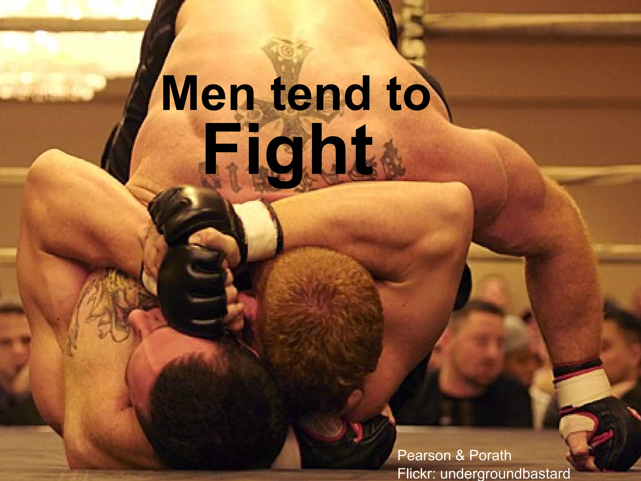 Fight
Flickr: undergroundbastard
Men tend to
Pearson & Porath
 