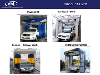 PRODUCT LINES
AUTOMATIC VEHICLE WASHING SYSTEMS
Okyanus X1 Car Wash Tunnel
Carisma – Rollover Wash Hydrowash Brushless
 