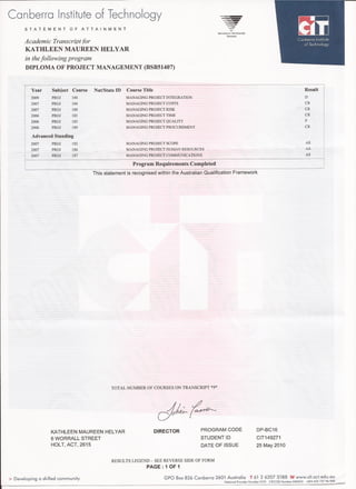 Diploma in Project Managment results