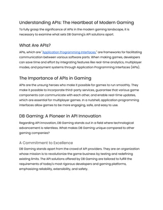 DB Gaming _ Setting New Benchmarks in API Gaming Excellence.docx ...