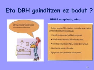 Eta DBH gainditzen ez badut ?
3939
DBH 4 errepikatu, edo…
 