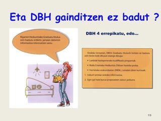 Eta DBH gainditzen ez badut ?
19
DBH 4 errepikatu, edo…
 