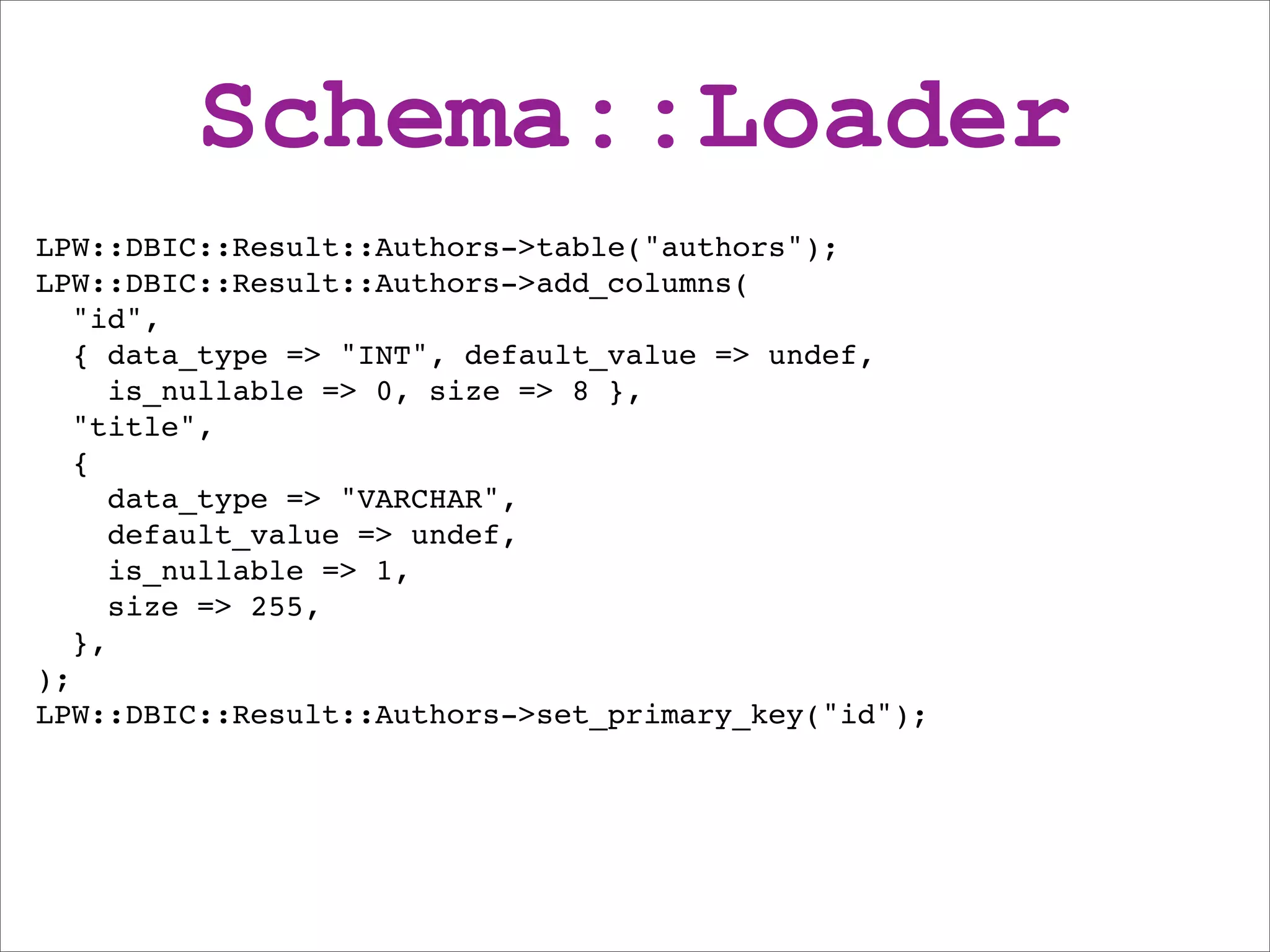 DBIx::Class beginners